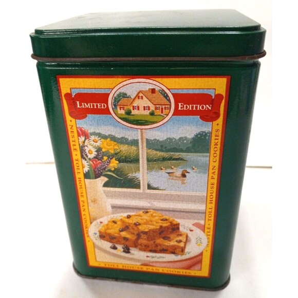 Nestle Limited Edition Tin Can Toll House Cookie Pie Mix Vintage Square Top - Picture 4 of 6